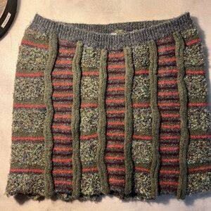 Guizio Striped Red and Green Knit Mohair Skirt